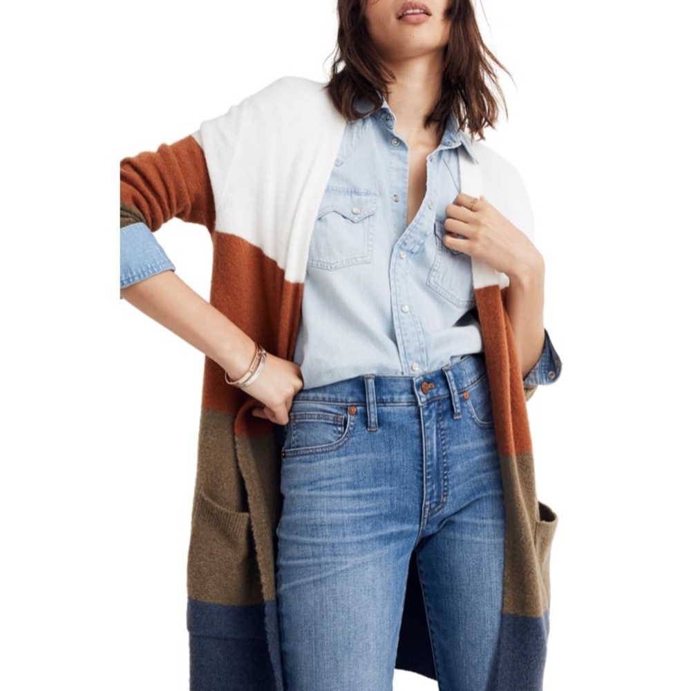 Madewell Kent Colorblock Long Cardigan S